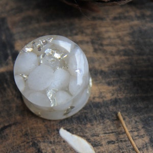 White Agate Plugs: Handmade Gemstone Ear Gauges