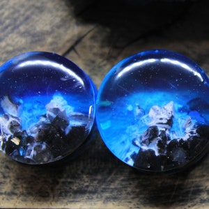 Mountain Ear Plugs and Tunnels obsidian Stone plugs Blue Ocean Resin Plugs 0g 00 plugs earrings 50 mm 40 mm 30 mm 8 mm 12 mm 14 mm 19 mm 20