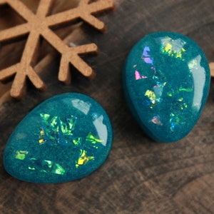 teal Teardrop Plugs 00 Gauge Ohrringe Regenbogen Plugs irisierende Plugs Hochzeit Gauges tropfenförmige Plugs 2g 0g 1 inch Teardrop