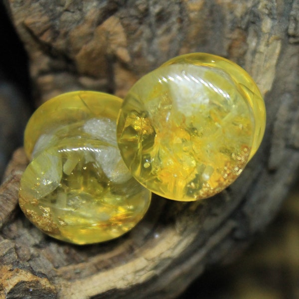 citrine Stone Plugs 00 gauge earrings Citrine Ear Gauges plugs and tunnels Gemstone plugs resin Wedding gauges Bridal gauges 2g 0g 1 inch