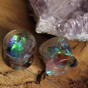 Wassermelonen-Turmalin Plugs 00 Gauge Ohrringe Regenbogen Plugs irisierende Edelstein Plugs für Männer Hochzeit Gauge Plugs Braut Plugs 2g 0g 1 inch