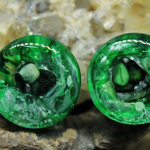 Green Agate Double Flare Plugs: Handmade Stone Gauges