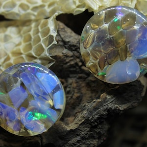 Handmade Opal Stone Plugs: Iridescent Resin Gauges