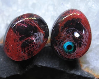 Eyeball plugs Bloody Ear gauges Eyeball tunnel horror teardrop plug Obsidian gauges Blood goth wedding gauges blue Evil Eye plugs dragon Eye