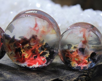 Obsidian Stone Mountain Ear Plugs: Goth Wedding Gauges