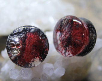 Bloody Skull Ear Gauges: Halloween Plugs Horror Blood Drop Plug Goth bridal  gauge