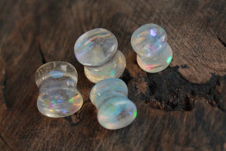 White Opalite Stone Plugs 00 gauge earrings Rainbow plug Iridescent plugs Gemstone plugs for men Wedding gauges Bridal gauges 2g 0g 1 inch