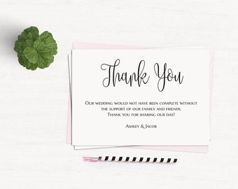fern thank you cards template summer green wedding thanks card etsy