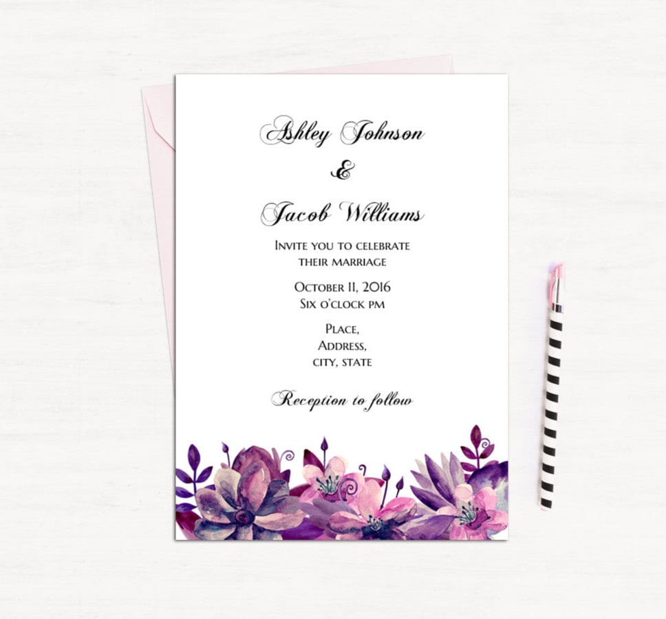 purple wedding invitation template purple and pink wedding purple wedding invitation template