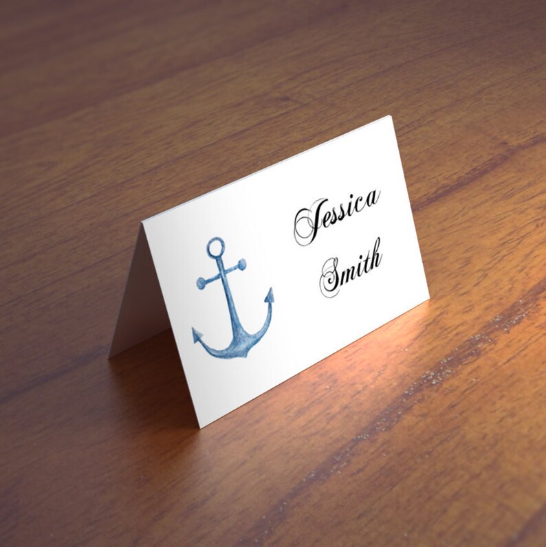 Beach Wedding Place Cards Template Blue Name Cards Printable Etsy