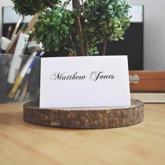 Black And White Place Cards Template Calligraphic Wedding Name Etsy