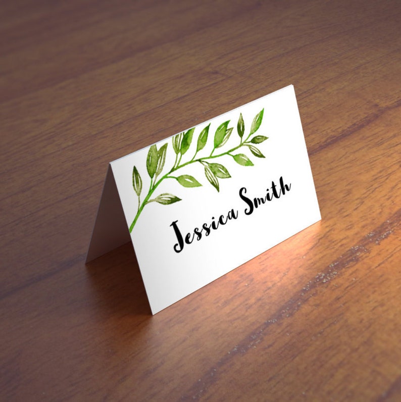 Green Place Card Template Summer Wedding Seating Cards Etsy