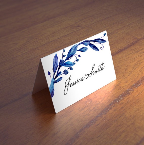 Blue Wedding Place Card Winter Wedding Name Card Navy Wedding Etsy