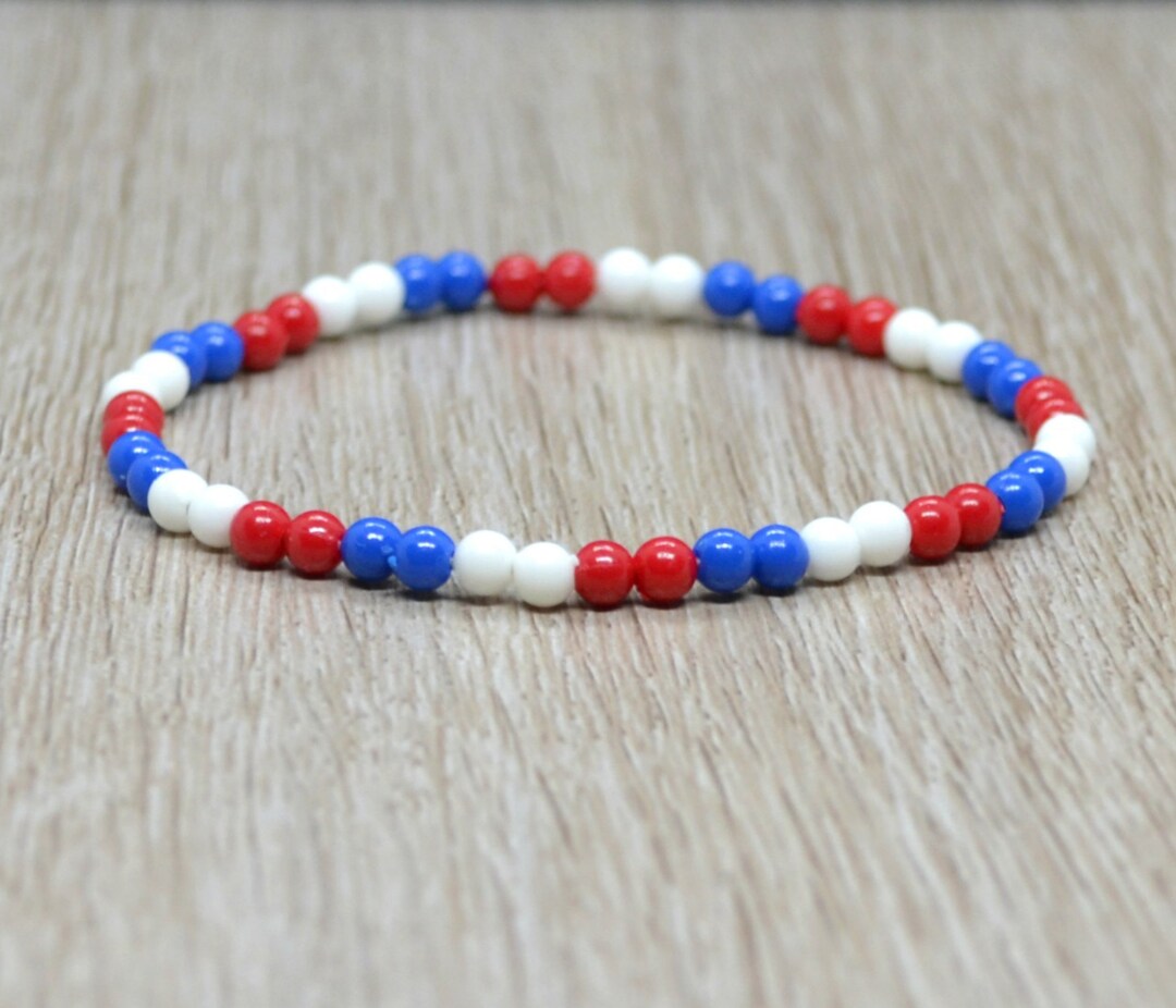 Flag Bead Bracelet Elastic Beaded Bracelet Chile Bracelet Etsy