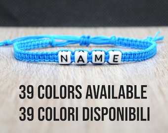 personalized name bracelet, macrame bracelet with beads, friendship bead bracelet, custom thread bracelet, square letters bracelet