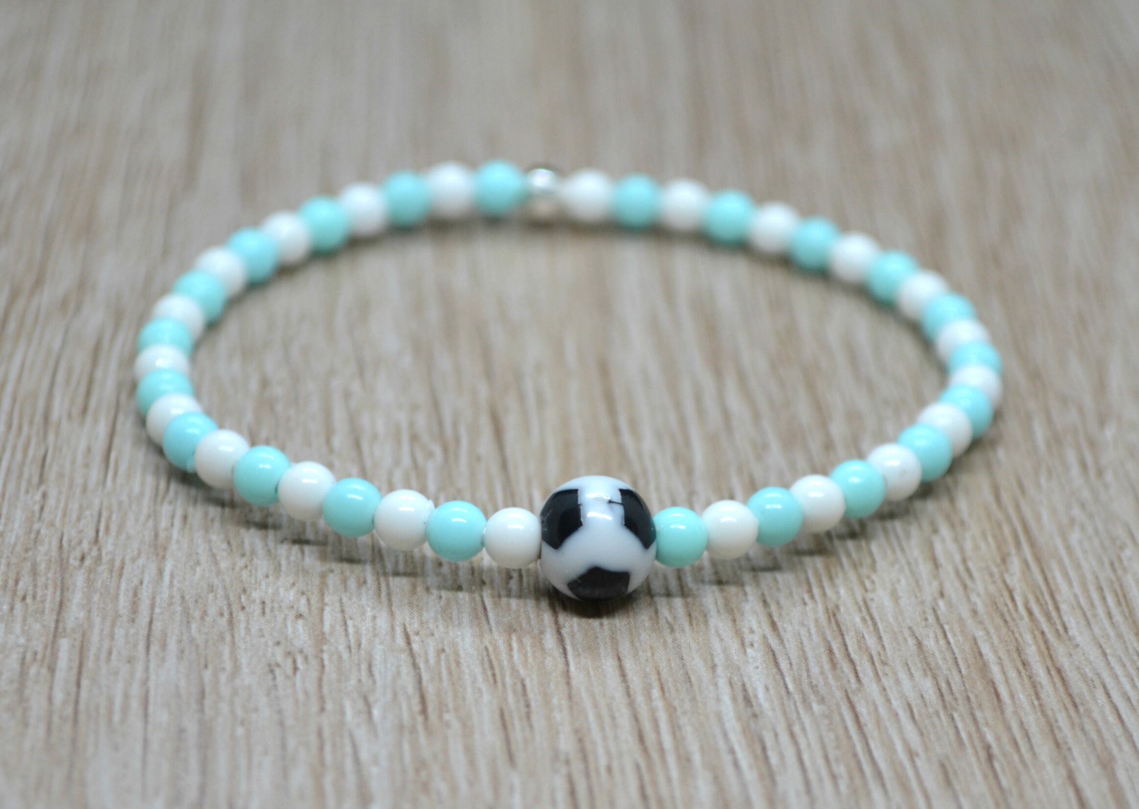 Soccer Bead Elastic Bracelet Soccer Team Gift Ball Bead Etsy UK