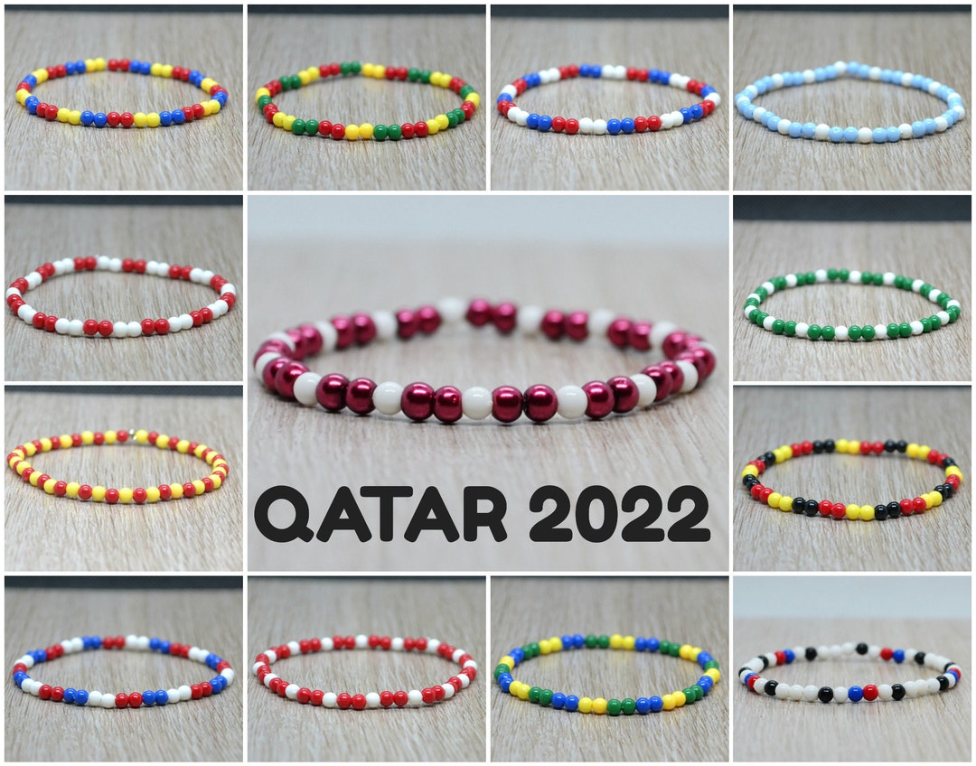 Qatar 2022 Bracelet World Cup 2022 Flag Bead Bracelets Etsy