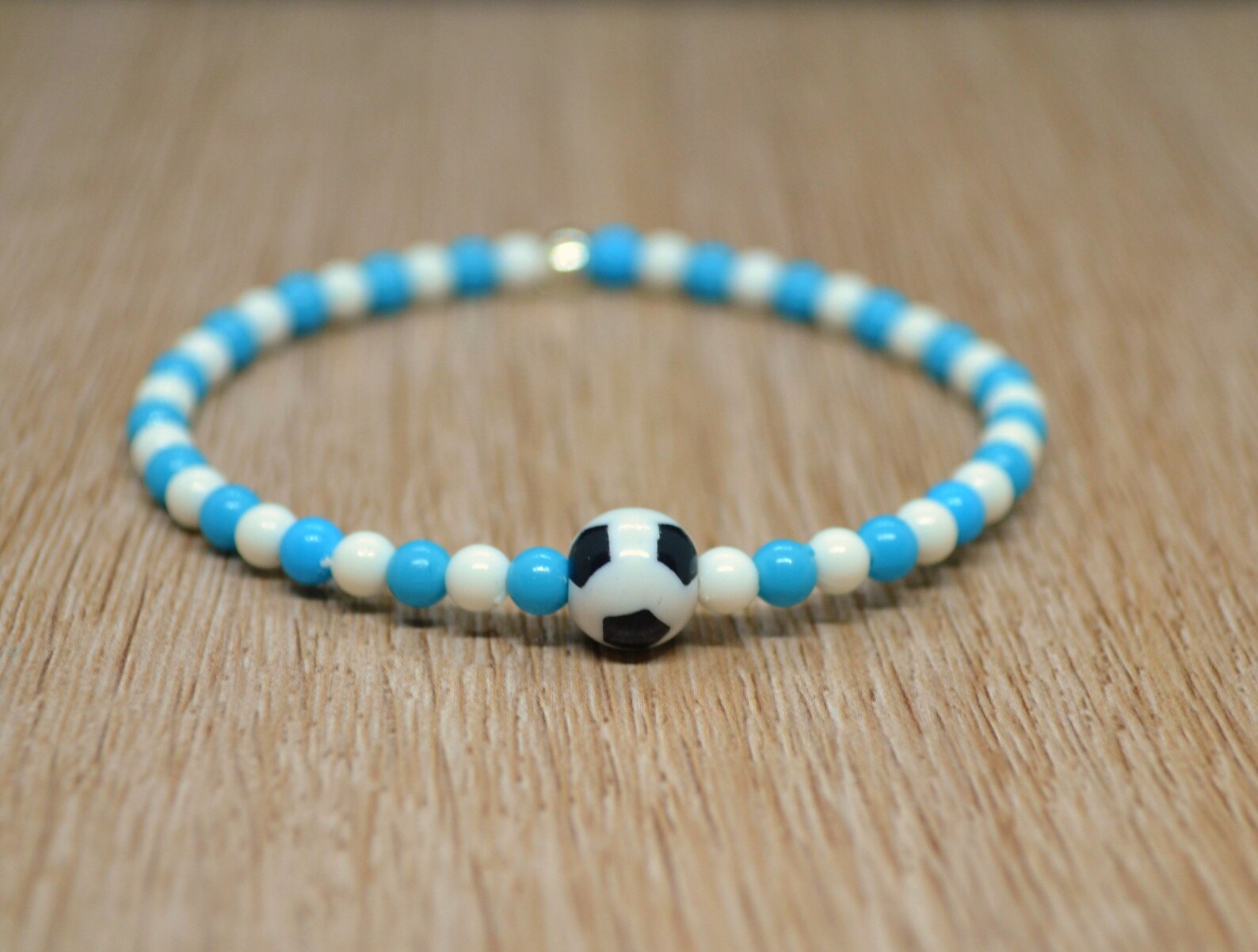 Soccer Bead Elastic Bracelet Soccer Team Gift Soccer Fan Etsy