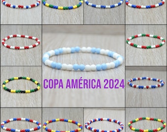 copa america 2024 bracelet, football championship, flag bead bracelets, elastic beaded bracelet, birthplace bracelet