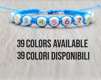 phone number bracelet, macrame bracelet with beads, friendship bead bracelet, custom thread bracelet, kids bracelet bead, colorful numbers