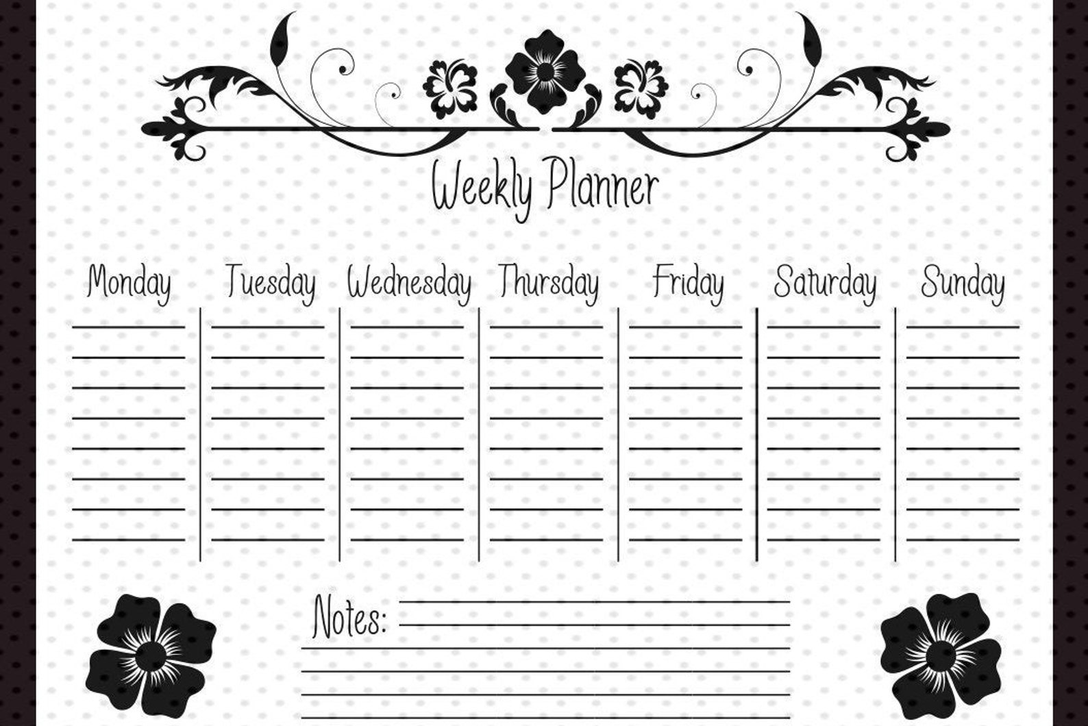 Floral Weekly Planner Flower Printable Format | Etsy