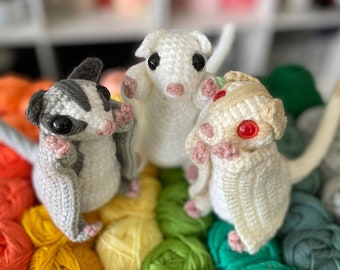 Sugar Glider Amigurumi Crochet Pattern, Sassy the Sugar Bear Possum Realistic Plush Digital Download PDF Tutorial