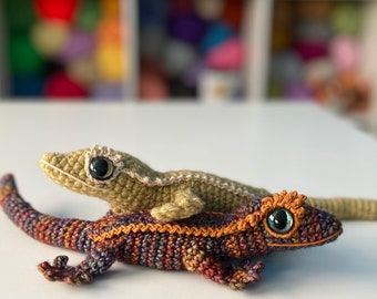 Crested Gecko Amigurumi Crochet Pattern, Gayle the Eyelash Lizard Plush Digital Download PDF Tutorial