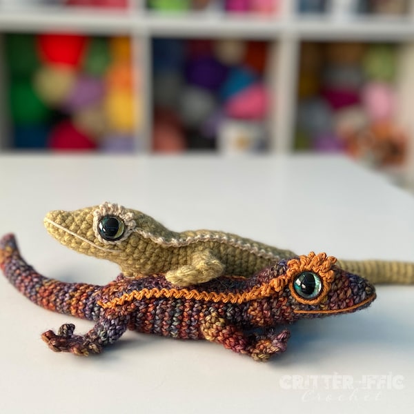 Crested Gecko Amigurumi Crochet Pattern, Gayle the Eyelash Lizard Plush Digital Download PDF Tutorial