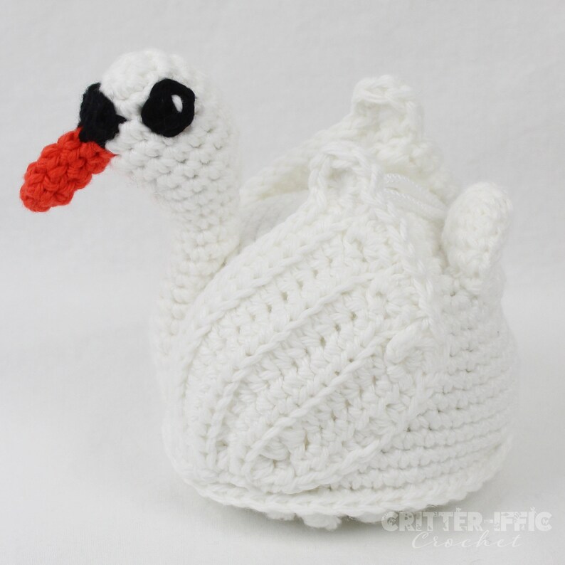 Swan Amigurumi Crochet Pattern, Bird Bath Scrubby Animal Plush Digital Download PDF Tutorial image 3