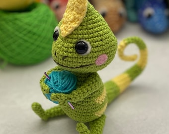 Chameleon Amigurumi Crochet Pattern, Chloe the Lizard Plush Digital Download PDF Tutorial