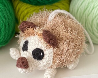 Hedgehog Amigurumi Crochet Pattern, Woodland Animal Scrubby Plush Digital Download PDF Tutorial