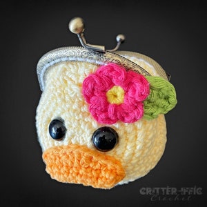 Duck Coin Purse Crochet Pattern, Clasped Duckling Bird Change Pouch Money Bag Digital Download PDF Tutorial image 3