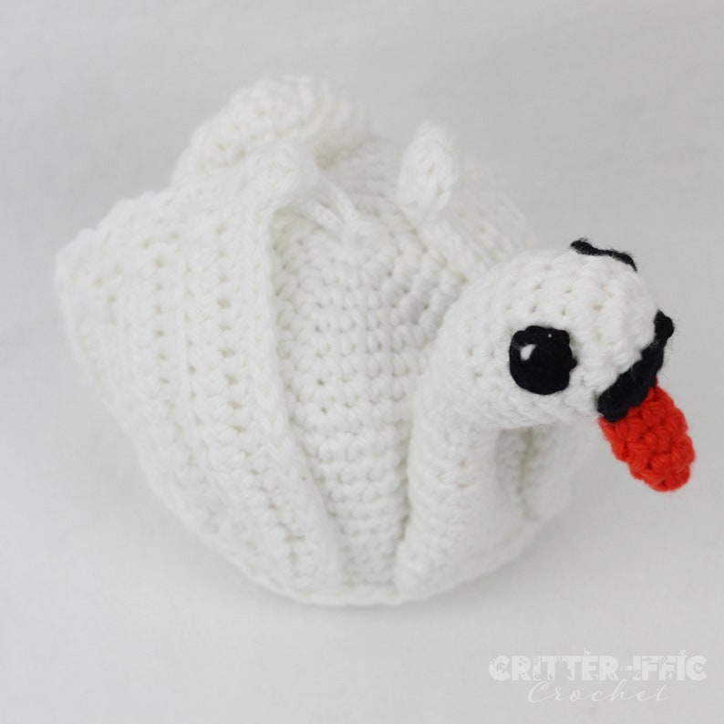 Swan Amigurumi Crochet Pattern, Bird Bath Scrubby Animal Plush Digital Download PDF Tutorial image 2