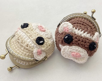 Ferret Coin Purse Crochet Pattern, Clasped Animal Change Pouch Pole Cat Money Bag Digital Download PDF Tutorial