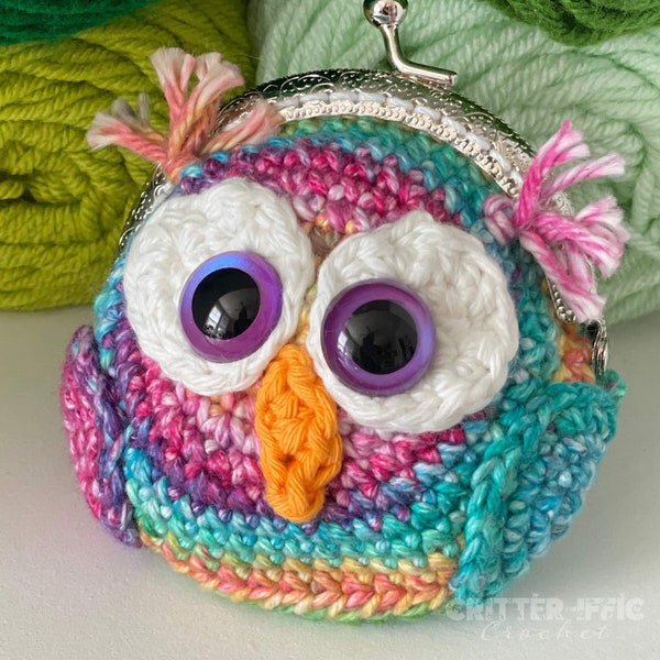 Owl Coin Purse Crochet Pattern, Clasped Bird Change Pouch Animal Money Bag Digital Download PDF Tutorial