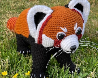 Red Panda Amigurumi Crochet Pattern, Rusty the Ailurus Realistic Plush Digital Download PDF Tutorial