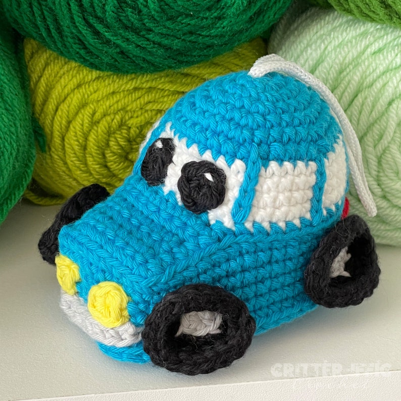 Car Amigurumi Crochet Pattern, Automobile Vehicle Bath Scrubby Plush Digital Download PDF Tutorial image 1
