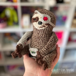 Sloth Amigurumi Crochet Pattern, Cyborg Gamer Costume Plush Digital Download PDF Tutorial