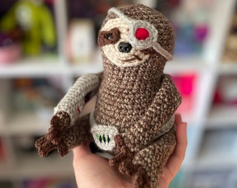 Sloth Amigurumi Crochet Pattern, Cyborg Gamer Costume Plush Digital Download PDF Tutorial