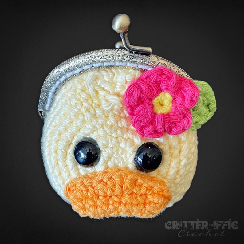 Duck Coin Purse Crochet Pattern, Clasped Duckling Bird Change Pouch Money Bag Digital Download PDF Tutorial image 5