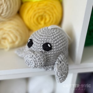 Manatee Amigurumi Crochet Pattern, Sea Cow Bath Scrubby Animal Plush Digital Download PDF Tutorial