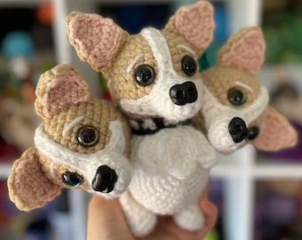 Corgi Dog Amigurumi Crochet Pattern, Crowley the Cerberus Three Headed Hellhound Plush Digital Download PDF Tutorial