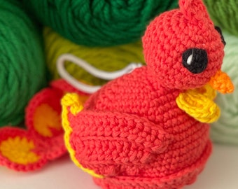 Phoenix Amigurumi Crochet Pattern, Ashley the Magical Fire Bird Scrubby Plush Digital Download PDF Tutorial