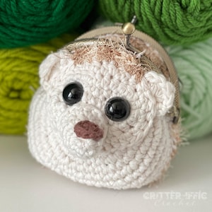 Hedgehog Coin Purse Crochet Pattern, Clasped Animal Change Pouch Money Bag Digital Download PDF Tutorial