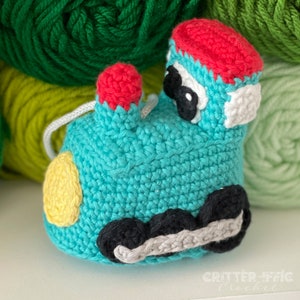 Train Amigurumi Crochet pattern, Choo Choo Locomotive Vehicle Bath Scrubby Plush Digital Download PDF Tutorial image 1