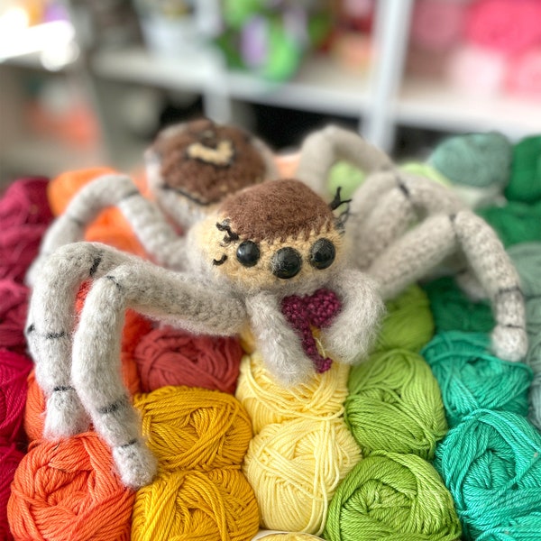 Jumping Spider Amigurumi Crochet Pattern, Scoot the Phidippus Realistic Salticidae Plush Digital Download PDF Tutorial
