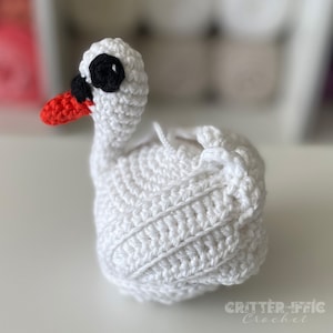 Swan Amigurumi Crochet Pattern, Bird Bath Scrubby Animal Plush Digital Download PDF Tutorial