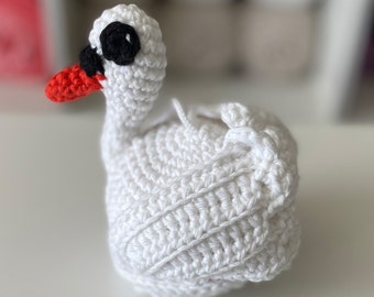 Swan Amigurumi Crochet Pattern, Bird Bath Scrubby Animal Plush Digital Download PDF Tutorial