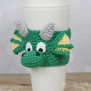 Dragon Coffee Mug Cozy Crochet Pattern, Magical Fantasy Creature Travel Cup Animal Sleeve Digital Download PDF Tutorial image 2