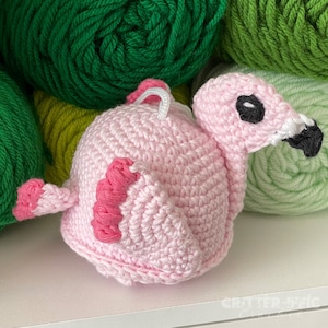 Flamingo Amigurumi Crochet Pattern, Pink Bird Bath Scrubby Animal Plush Digital Download PDF Tutorial